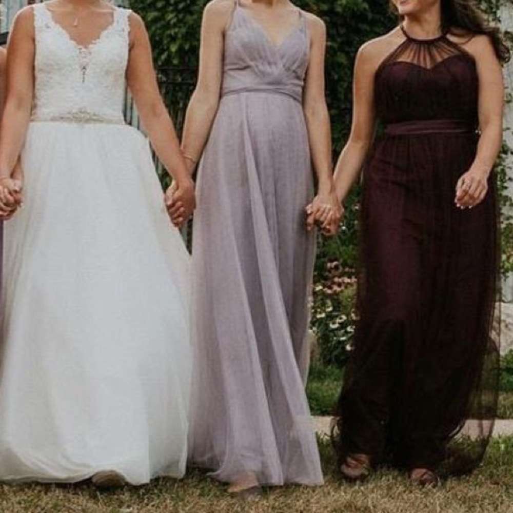 BHLDN bridesmaids dress dusty purple lavender